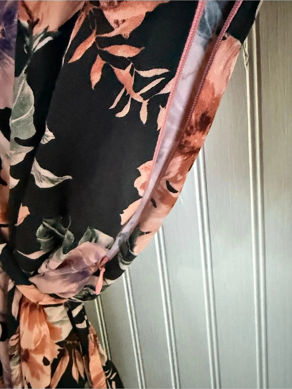 L*Space Floral One Shoulder Dress in Black & Pink Size 6 - Picture 5 of 5